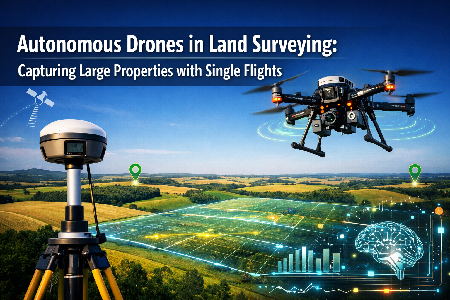 Autonomous Drones in Land Surveying: Capturing Large Properties with Single Flights