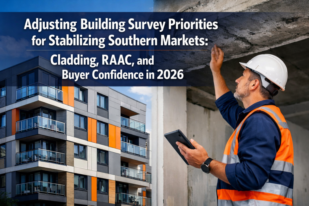 Adjusting Building Survey Priorities for Stabilizing Southern Markets: Cladding, RAAC, and Buyer Confidence in 2026