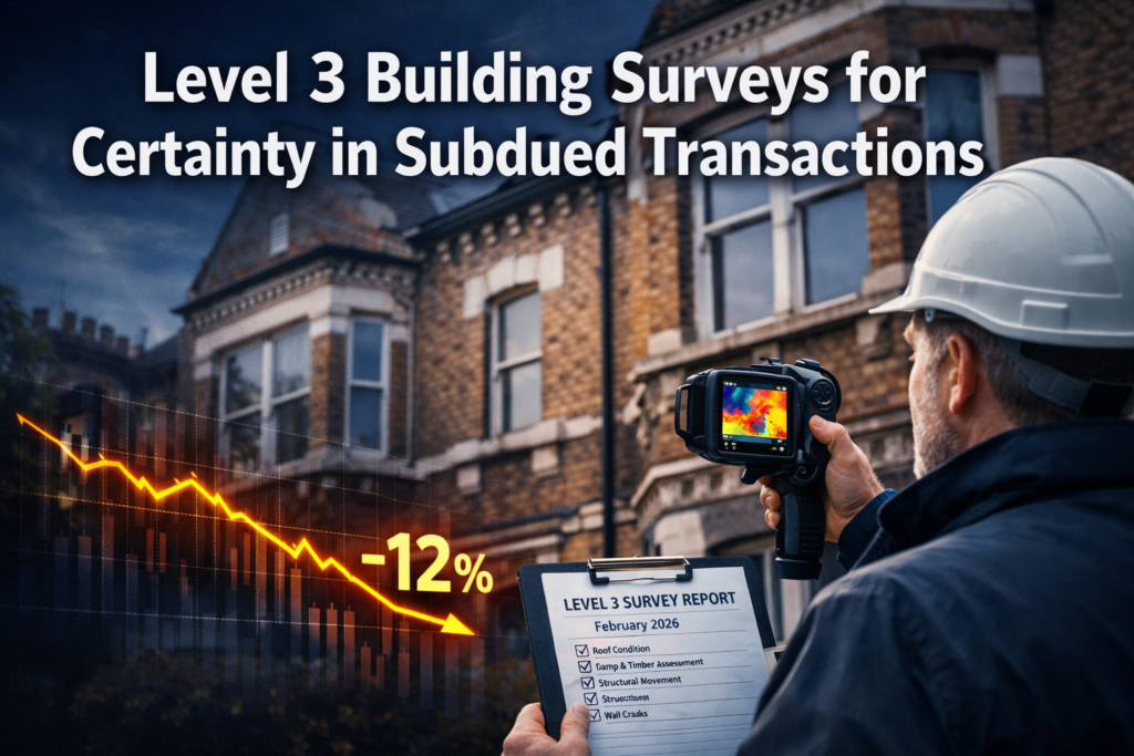Level 3 Building Surveys for Certainty in Subdued Transactions: Protocols as Agreed Sales Hit -12% in February 2026