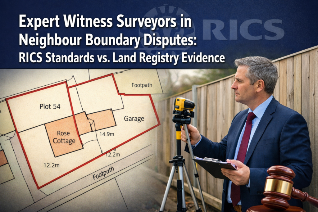 Expert Witness Surveyors in Neighbour Boundary Disputes: RICS Standards vs. Land Registry Evidence