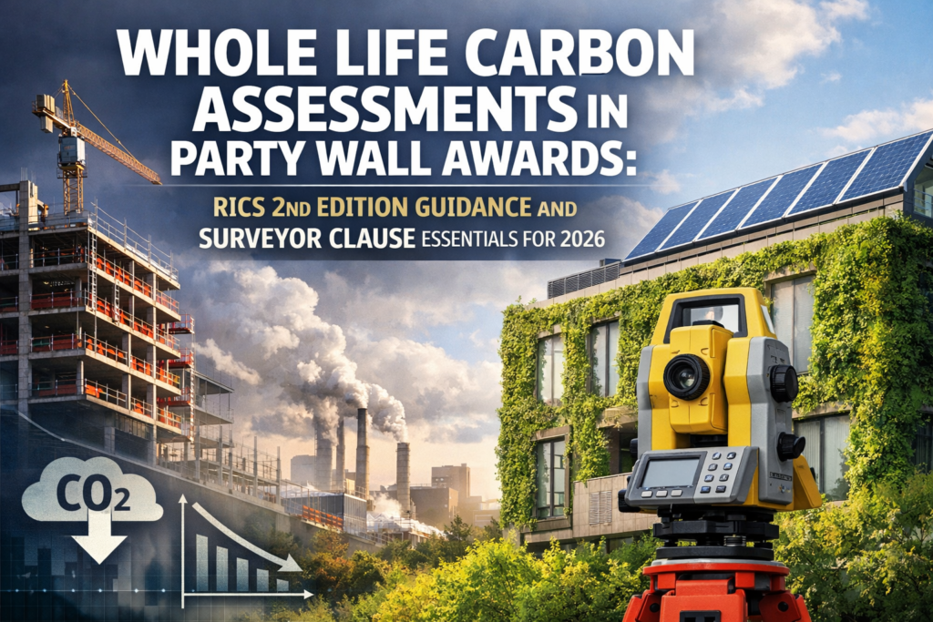 Whole Life Carbon Assessments in Party Wall Awards: RICS 2nd Edition Guidance and Surveyor Clause Essentials for 2026
