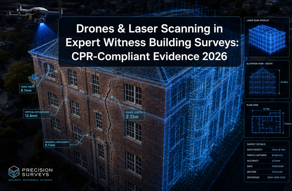 Drones and Laser Scanning in Expert Witness Building Surveys: CPR-Compliant Evidence for Defect Litigation 2026