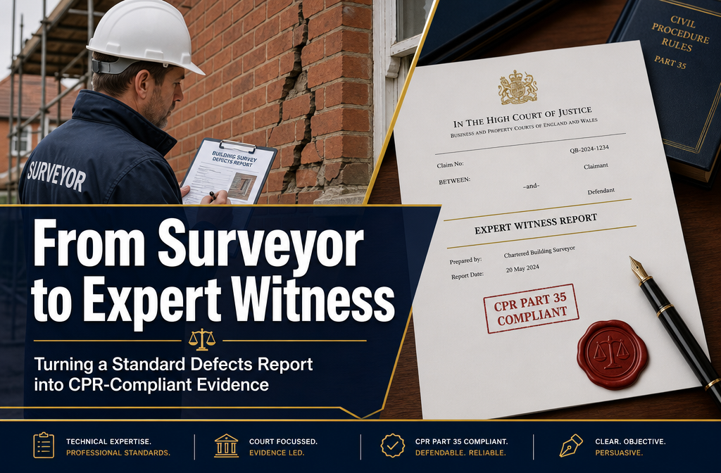 From Surveyor to Expert Witness: Turning a Standard Defects Report into CPR‑Compliant Evidence Without Starting Again