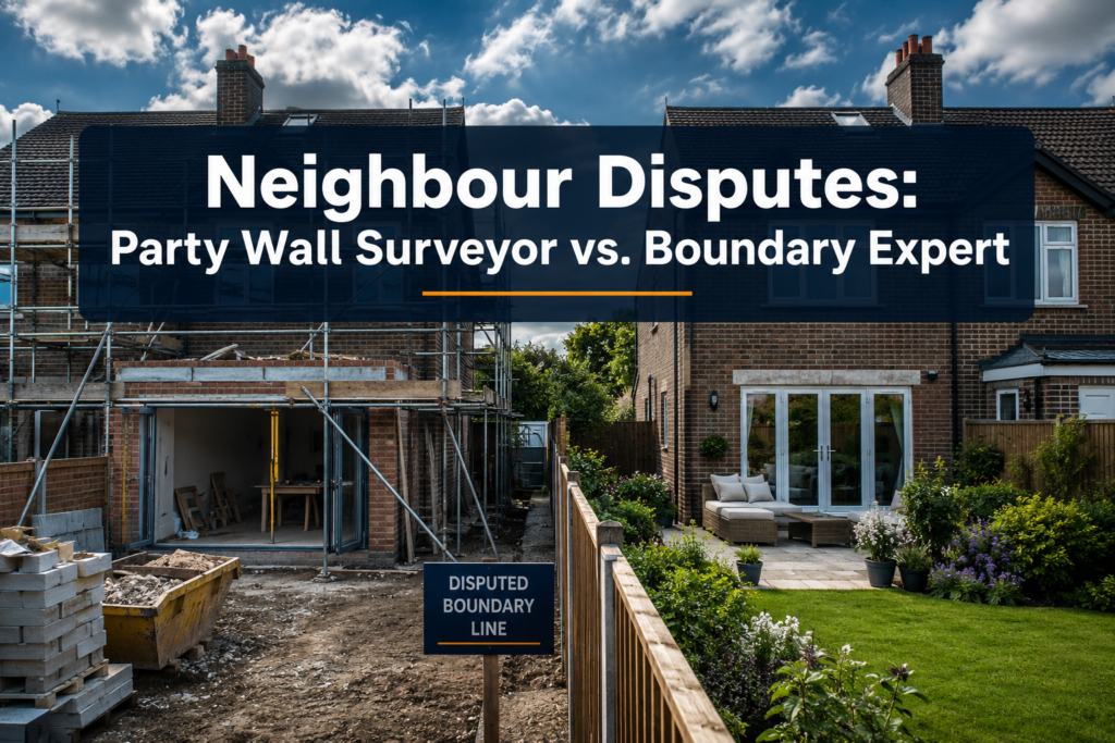 Neighbour Disputes Over Boundaries and Extensions: When to Bring in a Party Wall Surveyor vs. a Boundary Expert